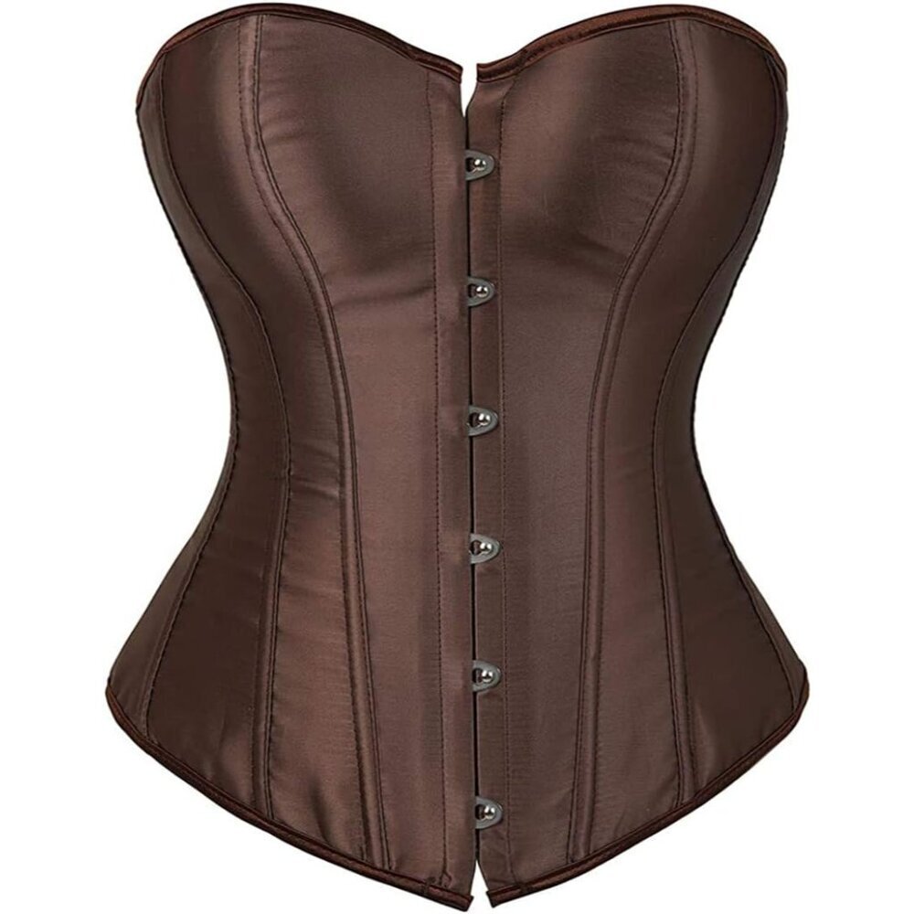Women's Satin Plus Size Bustier Corset Top Lace-Up Overbust Waist Cincher